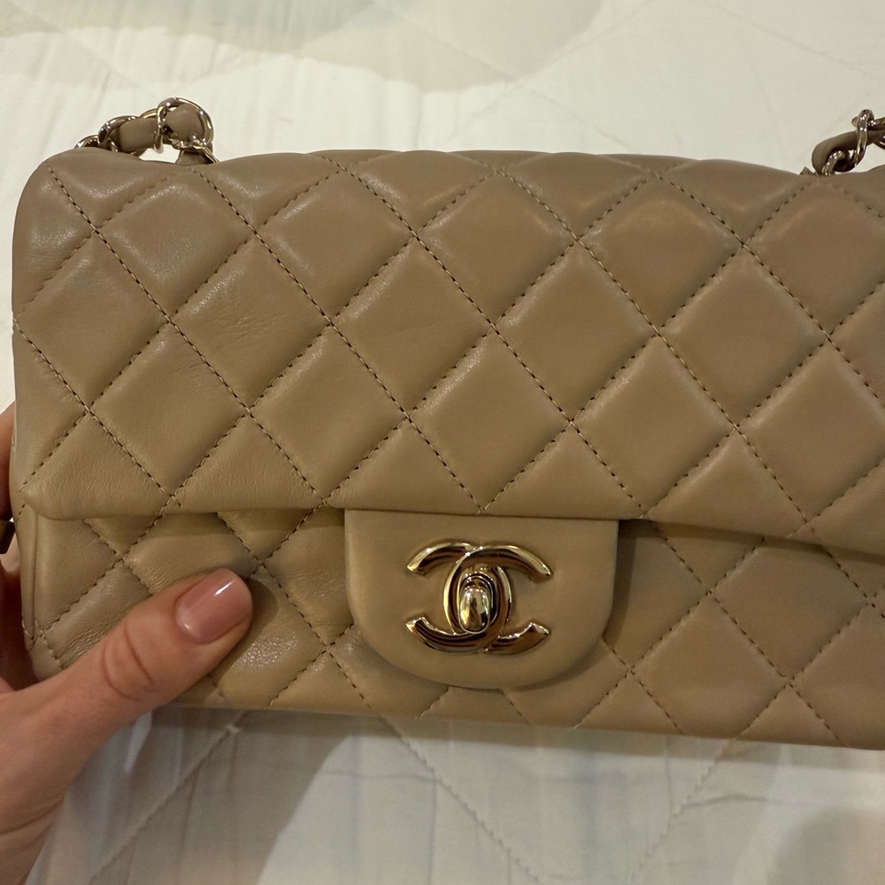 Chanel Beige Quilted Leather Bag
